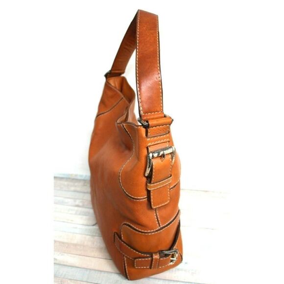 Michael Kors TAN BROWN GENUINE LEATHER MEDIUM+ SHOULDER BAG PURSE TOTE HANDBAG - Picture 2 of 11